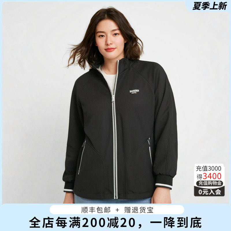胖太太外套连帽拉链宽松休闲