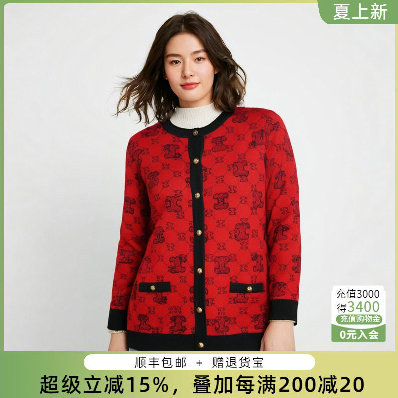 小香风格针织衫胖太太长袖圆领
