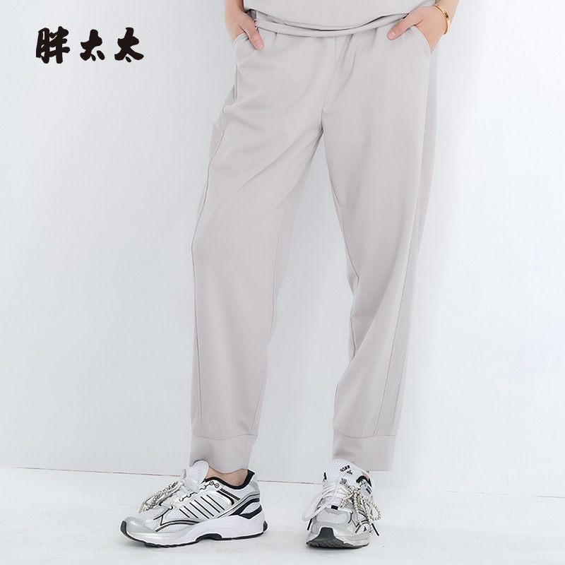 胖太太休闲裤运动弹力