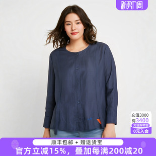 上衣短款 胖太太大码 花色圆领衬衫 春夏新款 宽松妈妈425215410 女装