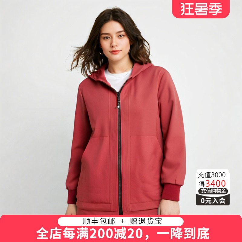 外套胖太太连帽宽松抽绳