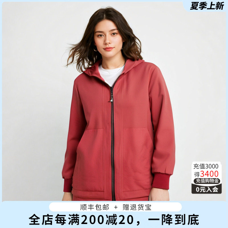 外套胖太太连帽宽松抽绳