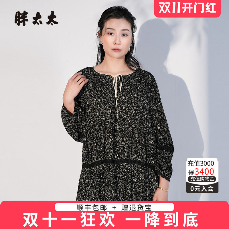胖太太套头衫碎花图案