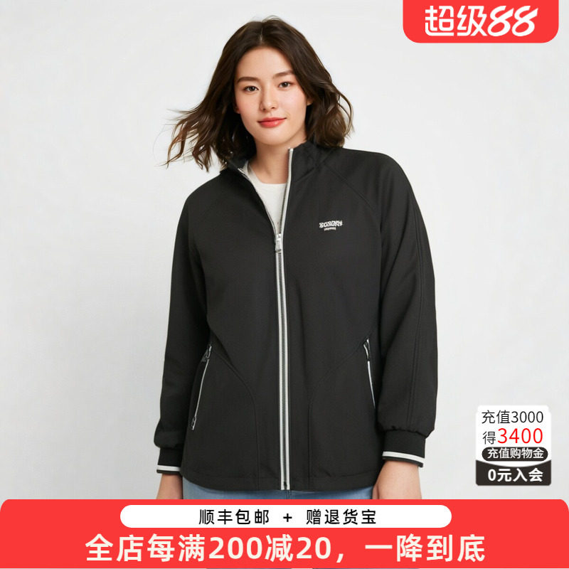 胖太太外套连帽拉链宽松休闲