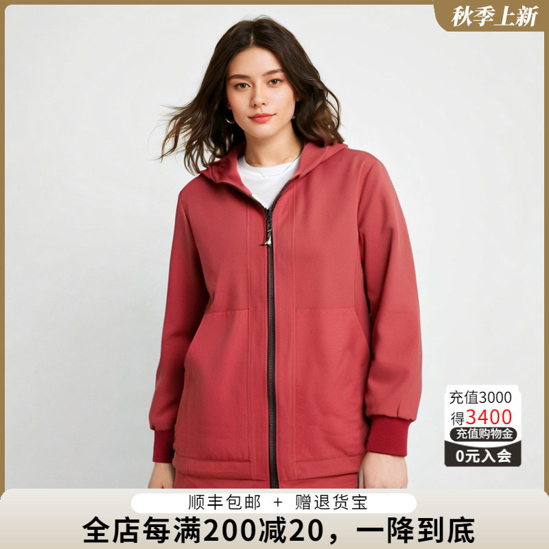 外套胖太太连帽宽松抽绳