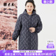 新款 冬装 蓝色花朵图案羽绒服连帽宽松潮424408012 女装 胖太太大码