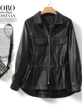 皮衣女外套韩版黑色收腰显瘦皮夹克海宁真皮春秋新款绵羊皮小个子