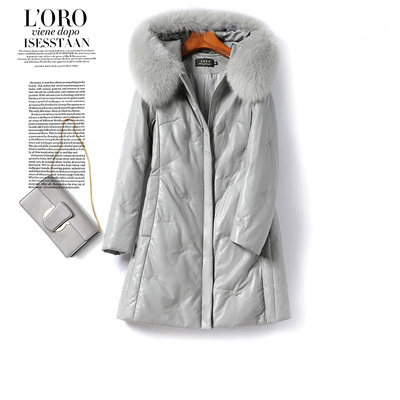 羽绒服中长款狐狸毛领绵羊皮冬季