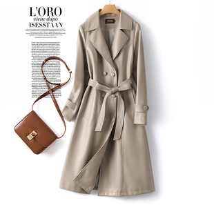 高级感女士皮衣 气质海宁真皮2025新款 绵羊皮外套女中长款 系带修身