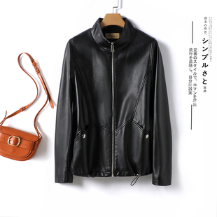 海宁皮衣女真皮外套黑色立领短款休闲皮夹克2025新款韩版绵羊皮女