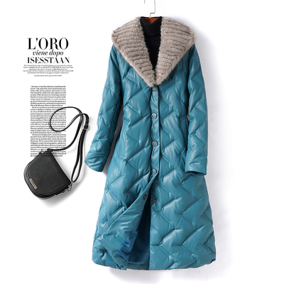 羽绒服女中长款翻领气质绵羊皮衣