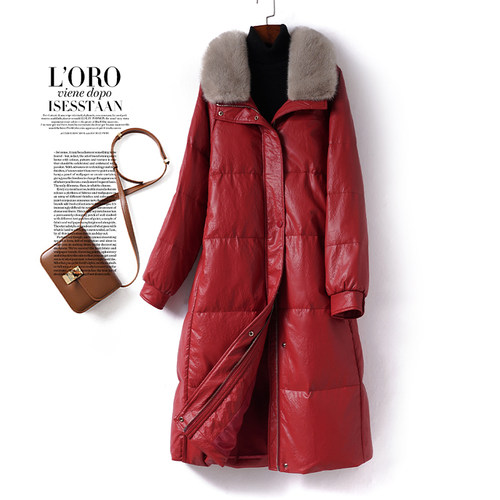 皮衣中长款气质水貂毛领90白鸭绒