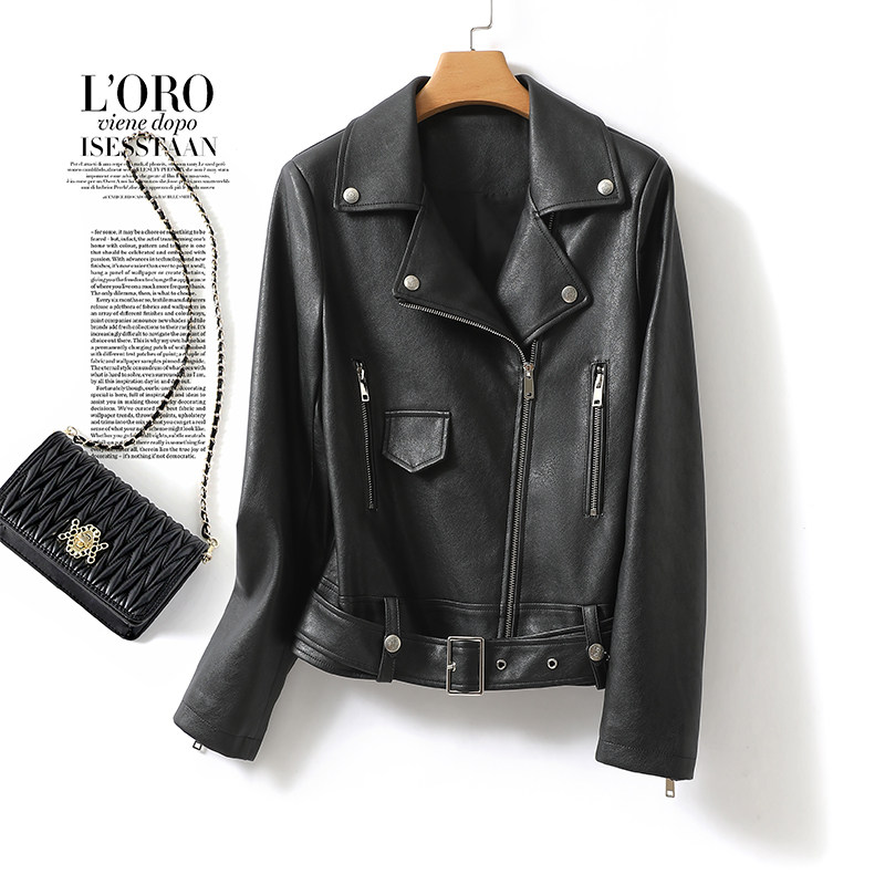 真皮皮衣女短款黑色帅气机车皮夹克海宁春秋新款小个子绵羊皮外套,女装/女士精品,皮衣,淘宝优惠券,粉丝福利购,淘宝优惠卷