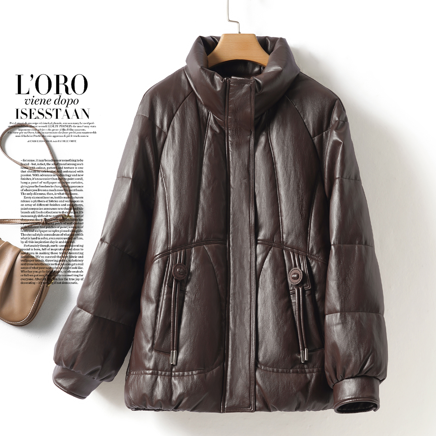 海宁皮夹克女短款冬加厚皮衣羽绒