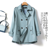 绵羊皮风衣女外套英伦风减龄双排扣小个子2026新款 海宁真皮女皮衣