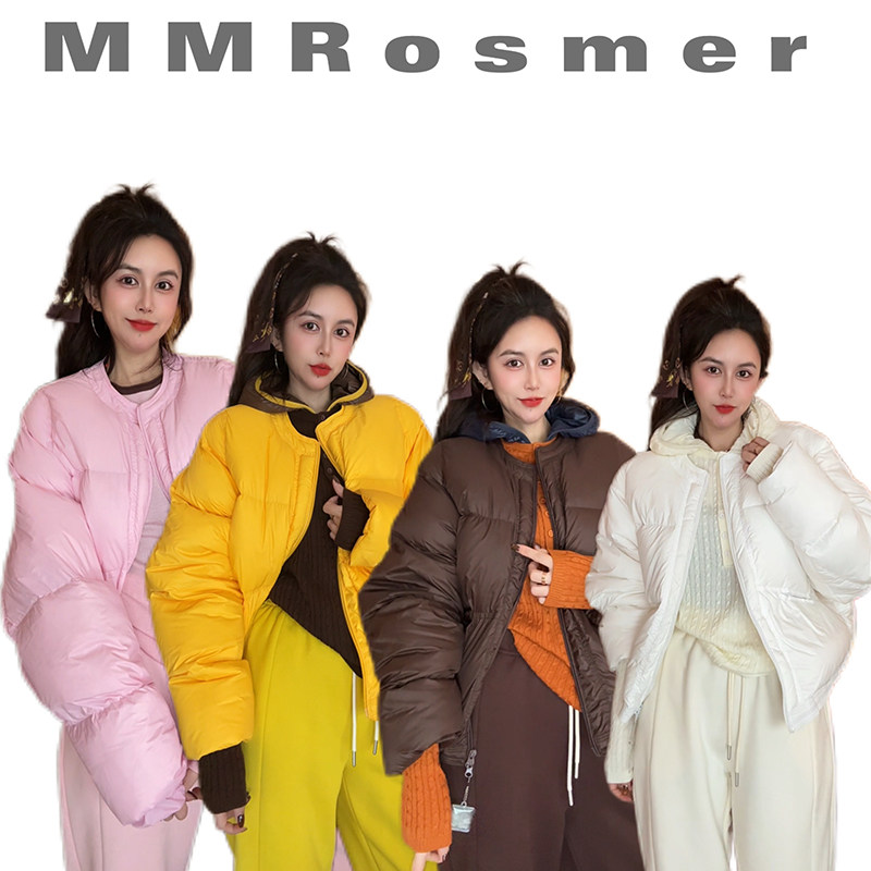冬季新款韩版时尚彩色圆领长袖羽绒服女士保暖休闲短款蓬蓬面包服