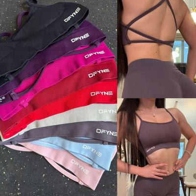 DF新款dynamic细肩带性感大露背交叉防震运动撸铁彩色美背内衣