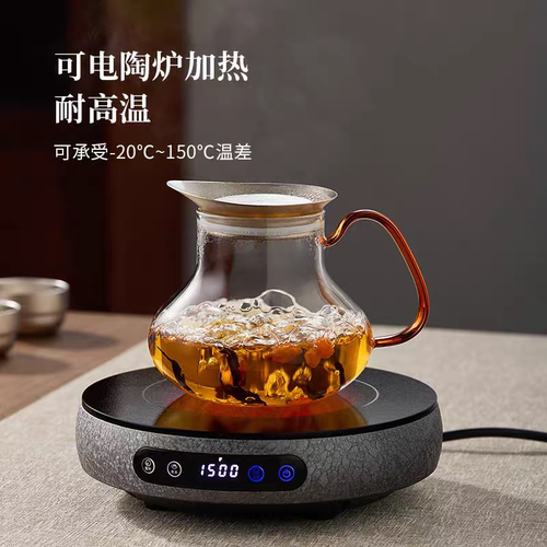 玻璃茶壶纯钛盖家用泡茶壶一体过虑茶水分离钛茶杯养生壶茶具新款