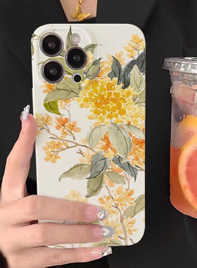 巷午 中式秋天桂花适用于苹果15小米civi3vivoy78OPPOfindx6一加ace2v华为mate60p荣耀magic5全包亮面手机壳