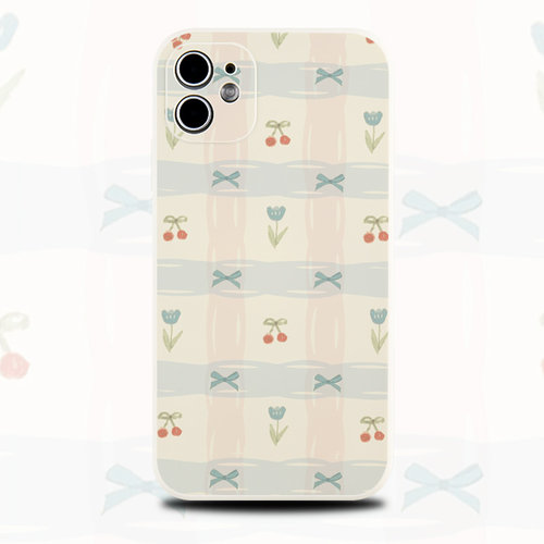 巷午 甜美蝴蝶结樱桃适用于苹果15华为nova12/mate60荣耀100/opporeno11小米14/13红米k70硅胶软手机壳vivox9