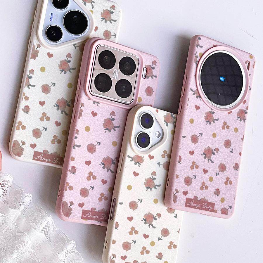 巷午 温柔碎花适用于苹果16华为mate70/nova12opporeno13小米15仿皮纹手机软壳vivox200荣耀