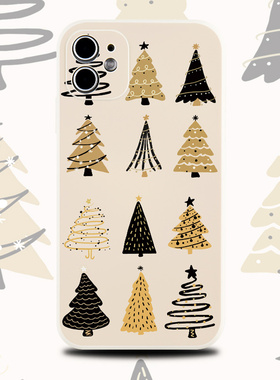 巷午 圣诞树节日氛围适用于苹果16/15p红米note14华为mate60/p70oppofindx7小米14硅胶手机壳vivox100荣耀200