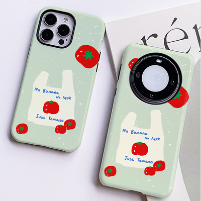 巷午 ins风番茄插画苹果15pm12华为mate60p70荣耀200vivos19手机壳oppofindx7三星s24红米k50一加ace3小米14u