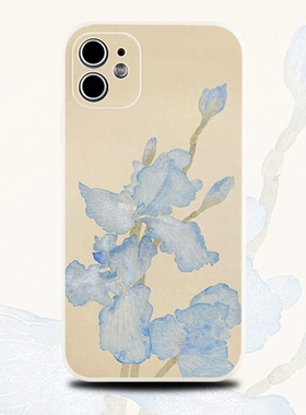 巷午 蓝色温柔花朵适用于苹果16华为mate70oppofindx8小米15硅胶手机壳vivoxy300p/x200荣耀magic7400红米k80