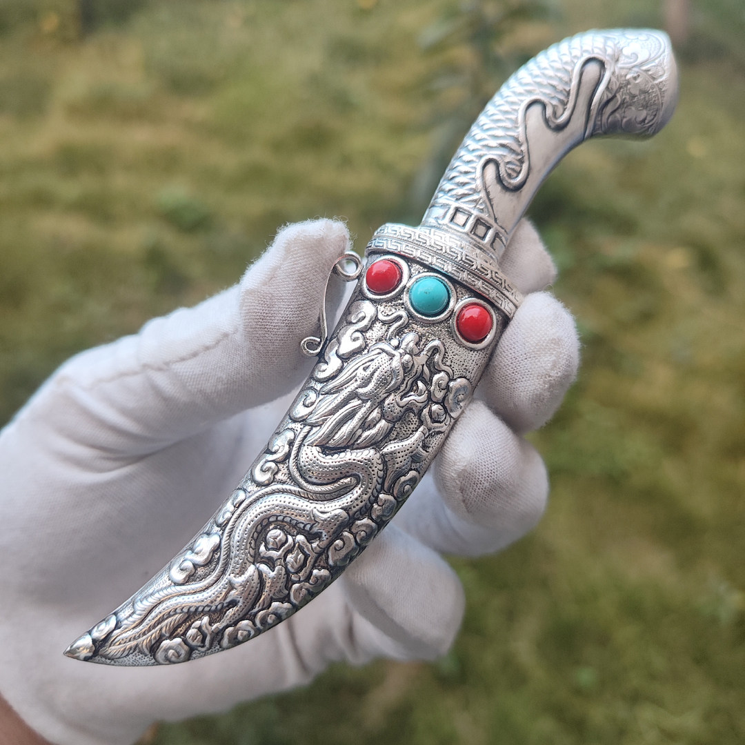 藏族特色藏式风格迷你龙凤吉祥短刀拉孜小刀匕剑防身冷兵器未开刃