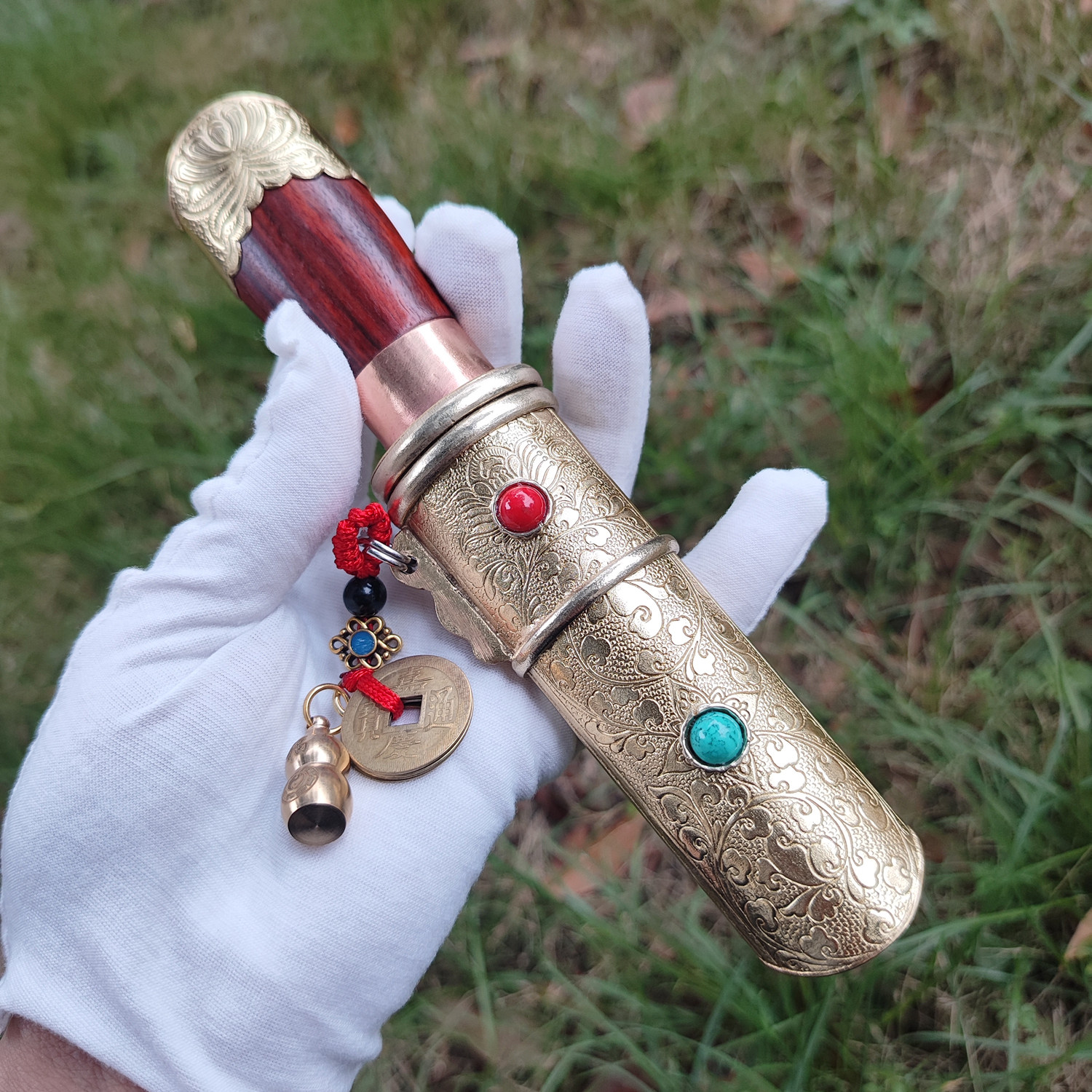藏式风格短刀直刀藏区小刀弹簧钢藏族特色送礼工艺品摆件未开刃