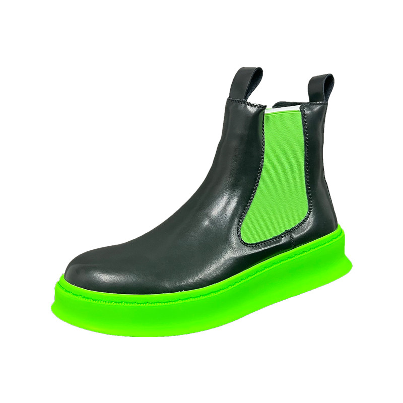 MENS AUTUMN NEW LEATHER CHELSEA BOOTS CASUAL VERSATILE HIGH TOP MARTIN BOOTS LAZY SLIP LEATHER BOOTS MEN