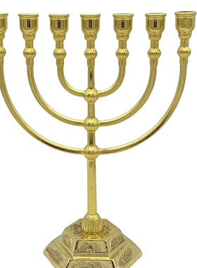 欧式七孔金烛台复古圣物金色七头烛台宗教灯台JERUSALEM MENORAH