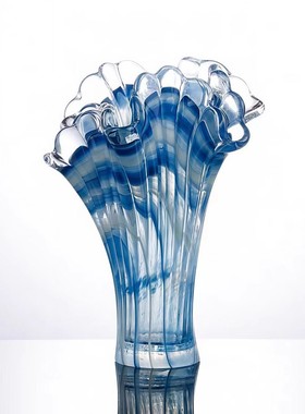 欧式蓝色琉璃花瓶果盘家居客厅样板间茶几酒店高级软装摆件花瓶