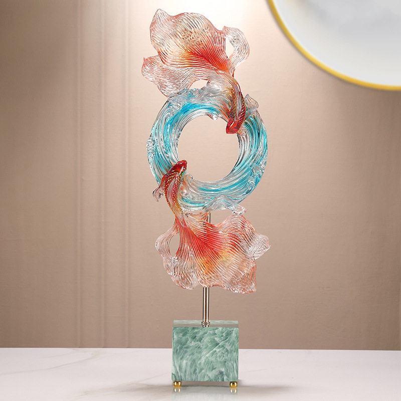 年年有余锦鲤壁龛摆件创意高级家居玄关电视柜装饰风生水起摆件