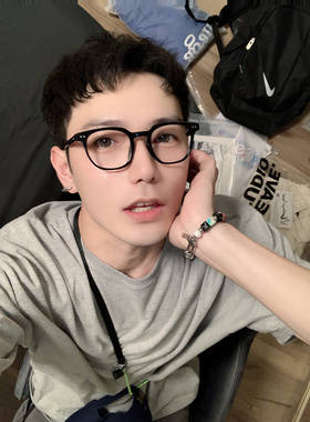 ALASYA黑框眼镜女gm同款素颜小方框圆脸显脸小复古平光镜白鹿同款