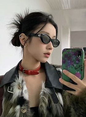 ALASYA韩版ins风GM同款时髦小众墨镜复古猫眼窄框小脸太阳眼镜