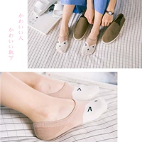 Mùa hè Nhật Bản con cáo nhỏ bông cạn miệng silicone không rơi vớ vô hình của phụ nữ vớ thuyền mỏng - Vớ mắt cá chân tất đùi lót lông