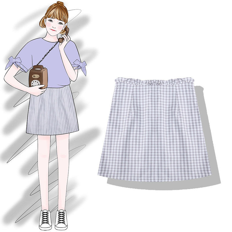 香蕉芭那那 2019夏季新款韩版花边格子高腰百搭显瘦半身裙A字裙在类目 女装/女士精品, 半身裙中 - 来自Buy2taobao.com提供专业的淘宝代购服务