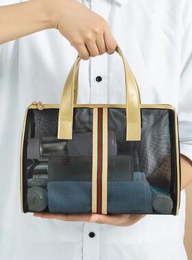 Mesh new handbag toiletry makeup travel storage bagbreathabl