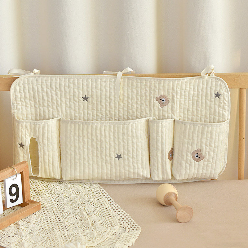 韩国ins婴儿床边收纳袋新生儿床头挂袋多口袋尿布袋玩具储物袋