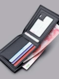 Мужской короткий бумажник, ультратонкий складной модный кошелек, цепочка с молнией для водительских прав