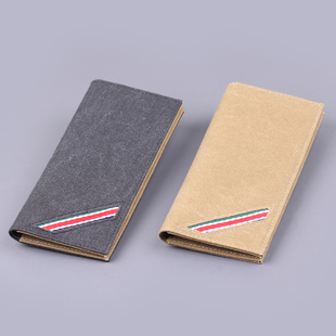 帆布长款钱包男士简约男式皮夹男款薄钱夹跨境men wallet钱夹子女