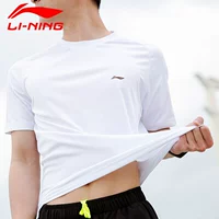 Li Ning, летняя футболка с коротким рукавом, быстросохнущий тонкий дышащий белый цветной спортивный жакет, круглый воротник, впитывает пот и запах