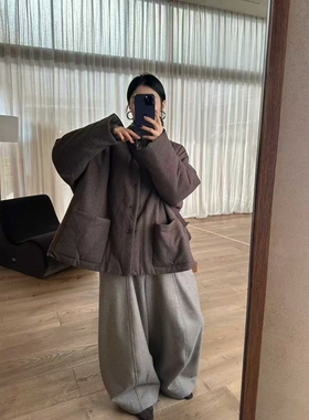 东大门2025冬韩版JIN口面料匹马棉老钱风两面穿松弛慵懒感棉服