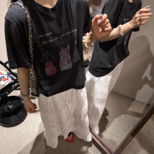 欧洲站2026秋季新款韩版宽松显瘦百搭圆领短袖T恤女设计感小众