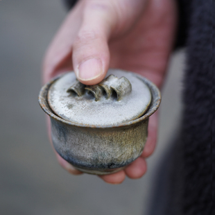 思潮【檐下的涟漪】盖碗壶承 手作化妆土窑变釉小容量泡茶碗 可爱