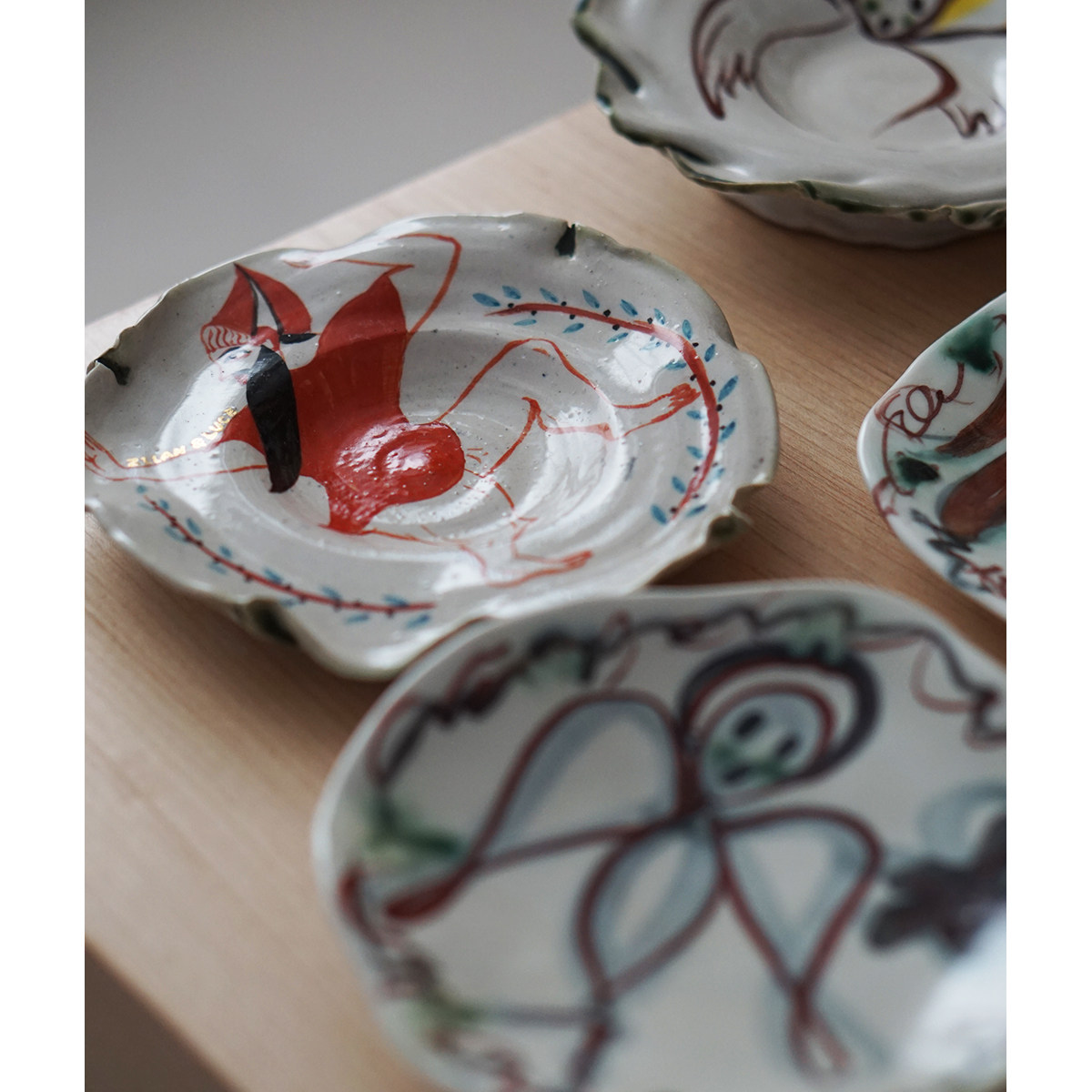 萱萱【天使系列】手捏盘 手绘西域画风瓷泥盘子 茶点蛋糕碟子