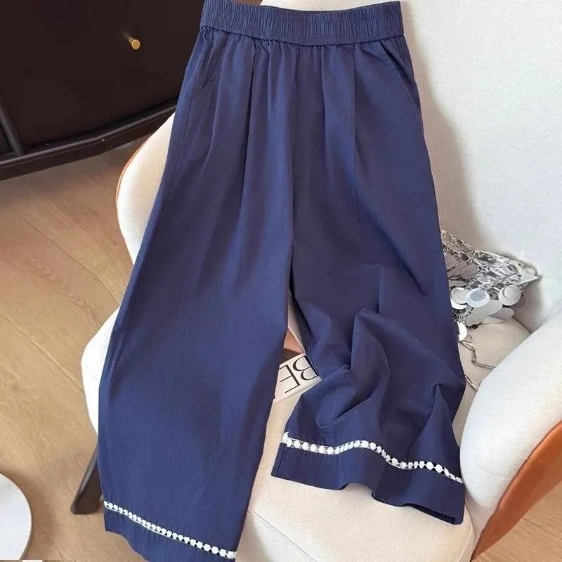 高腰垂感七分裤女士2025新款夏季薄款宽松显瘦阔腿裤直筒休闲裤子