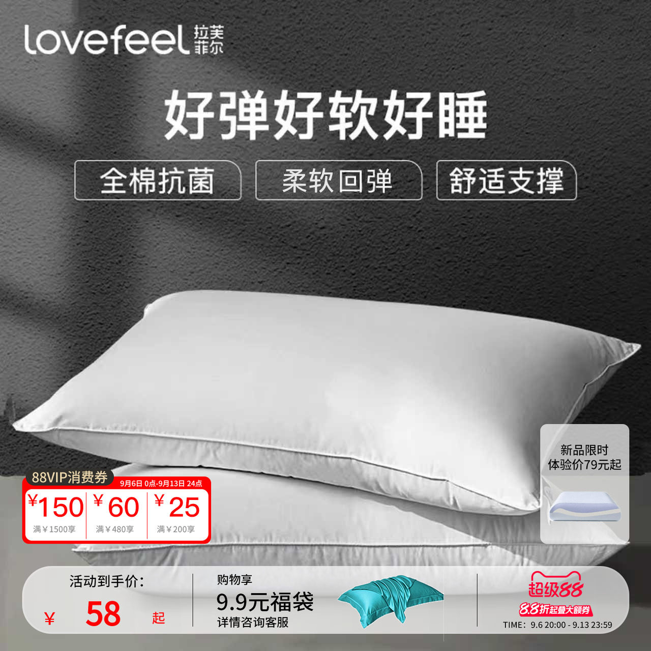 枕头一对装睡眠五星枕芯图片