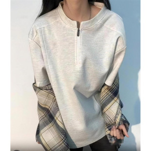 重磅潮牌半袖 半拉链小领口短袖 解构正肩短袖 青少年美式 T恤男夏季